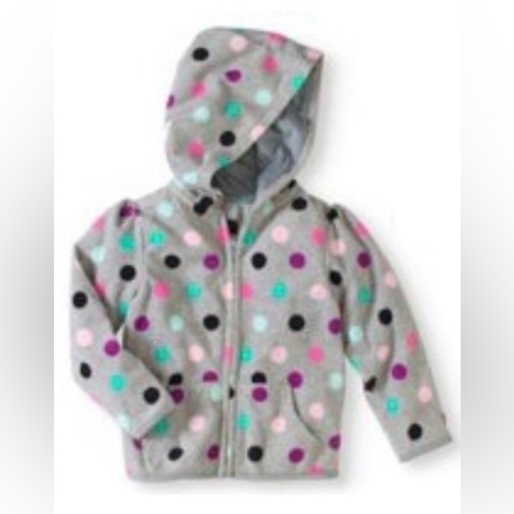 Garanimals Jacket fleece hood toddler girls size 3T zipper pockets polka dots